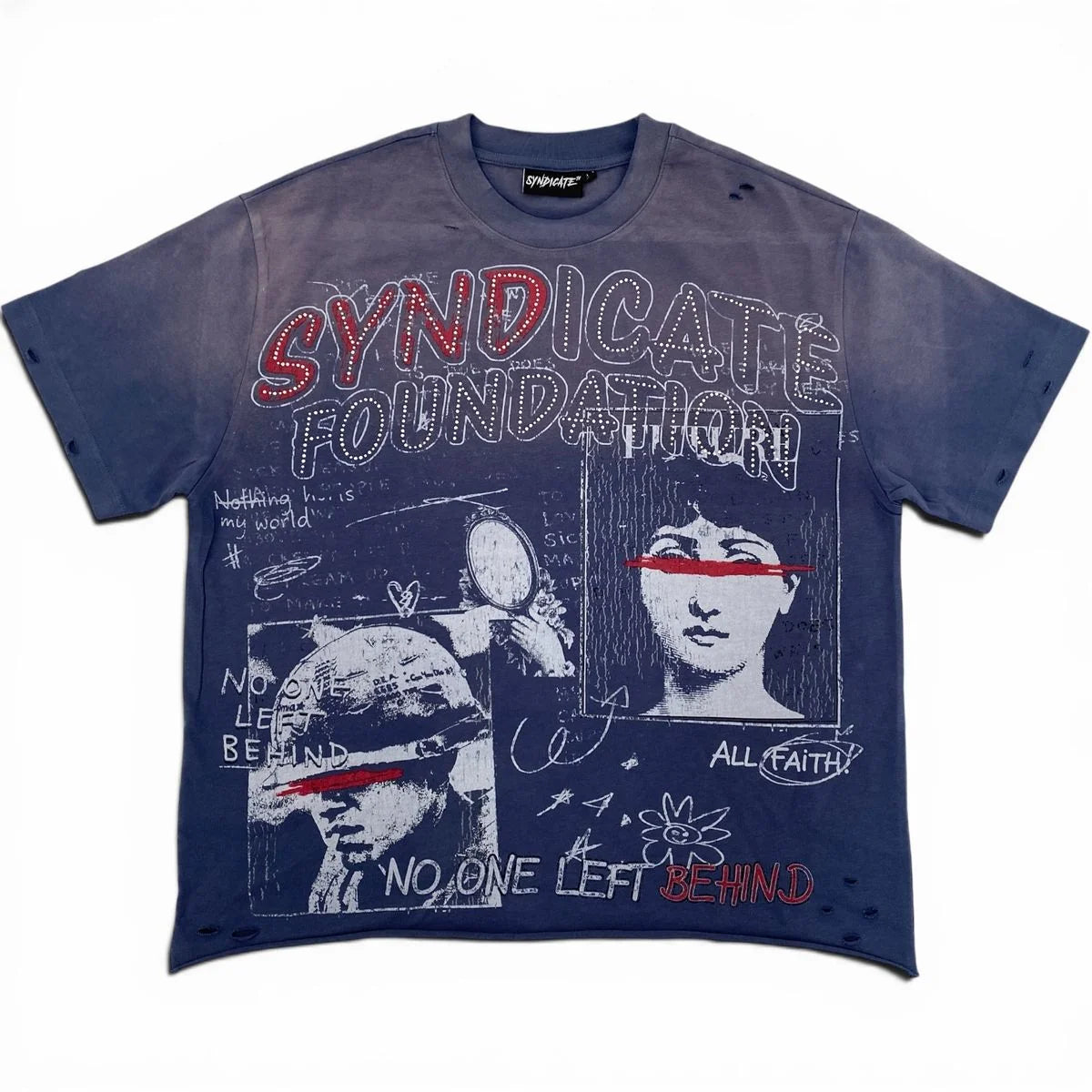 The Syndicate 'Left Behind' T-Shirt Navy Wash