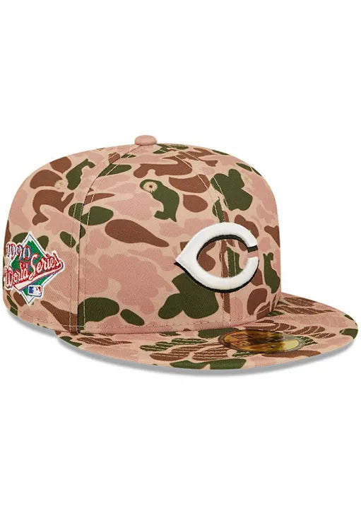 New Era Cincinnati Reds Mens Tan 59FIFTY Fitted Hat 'Duck Camo'