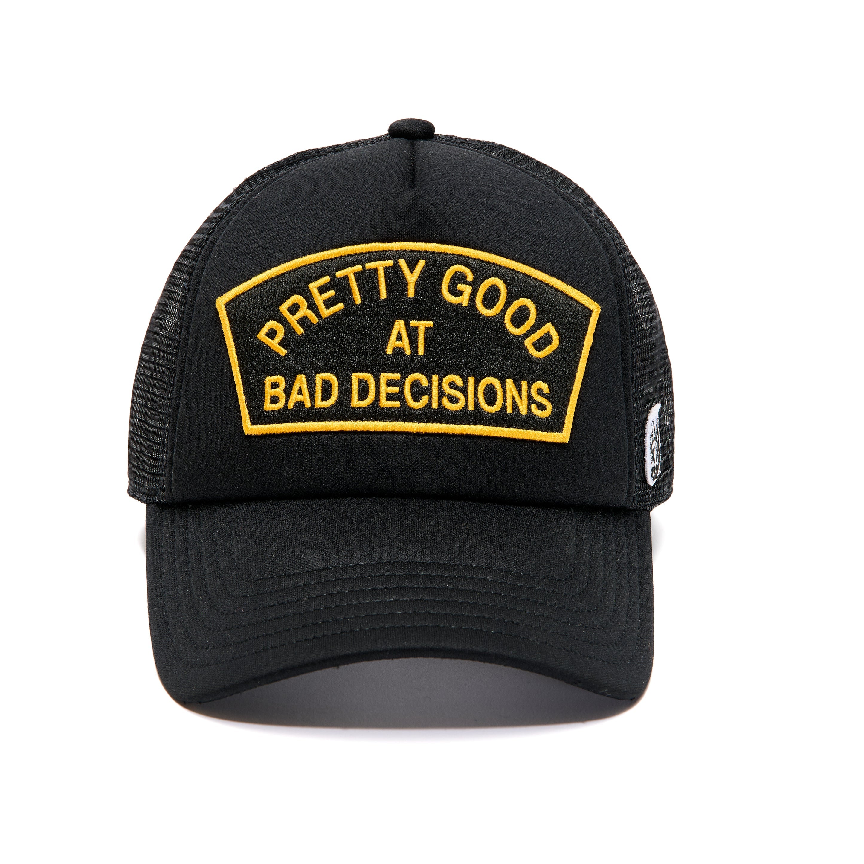 Cult "Pretty Good At Bad Decisions" Trucker Hat 'Black/Yellow'