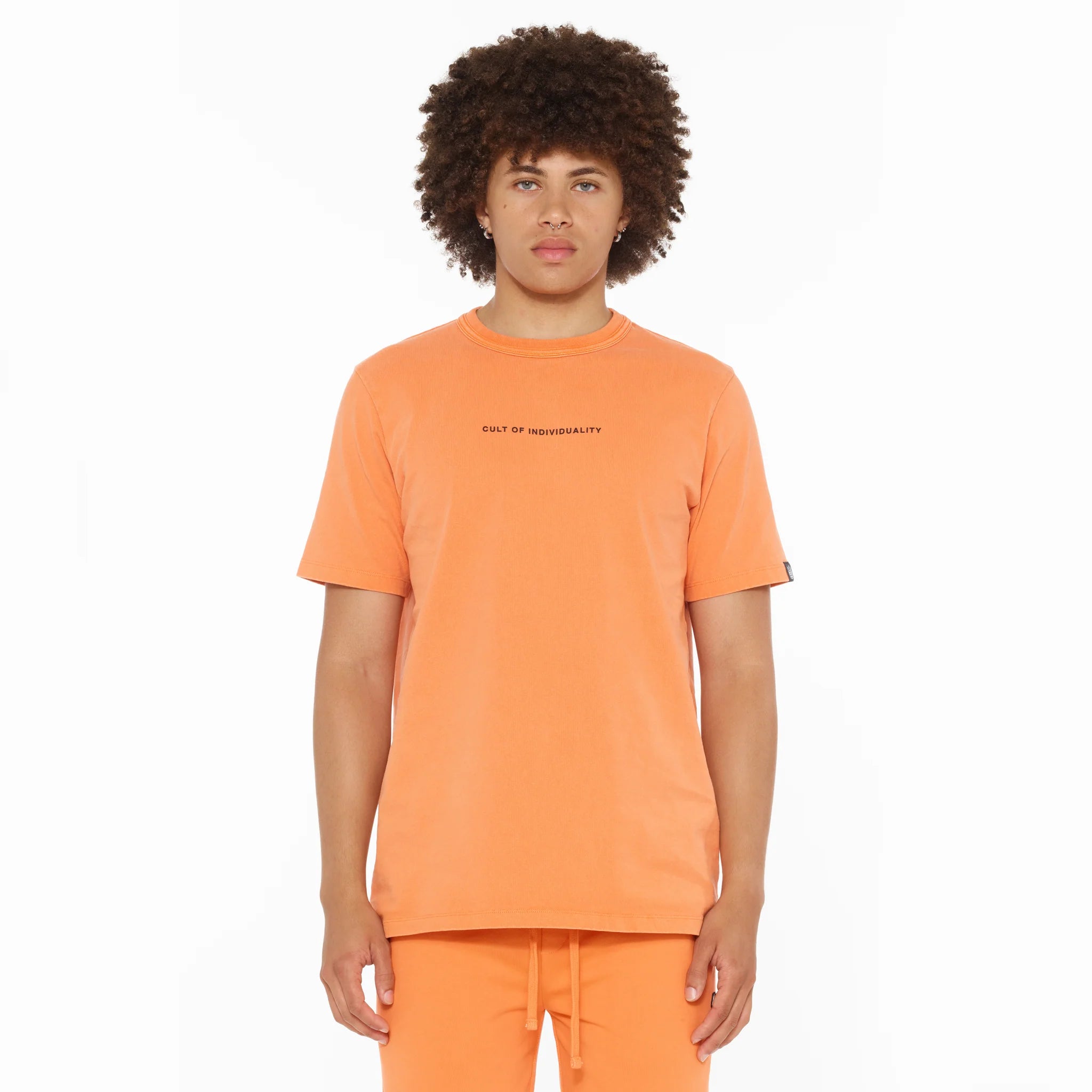 Cult's Short Sleeve Crew Neck T-Shirts "Shimuchan" Logo in Orange
