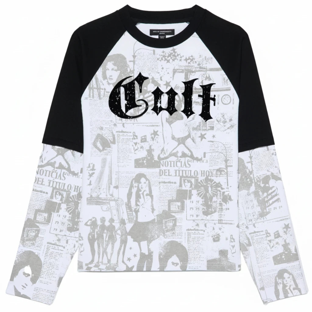 Cult's Long Sleeve Layered Raglan T-Shirts "Propaganda" 'White'