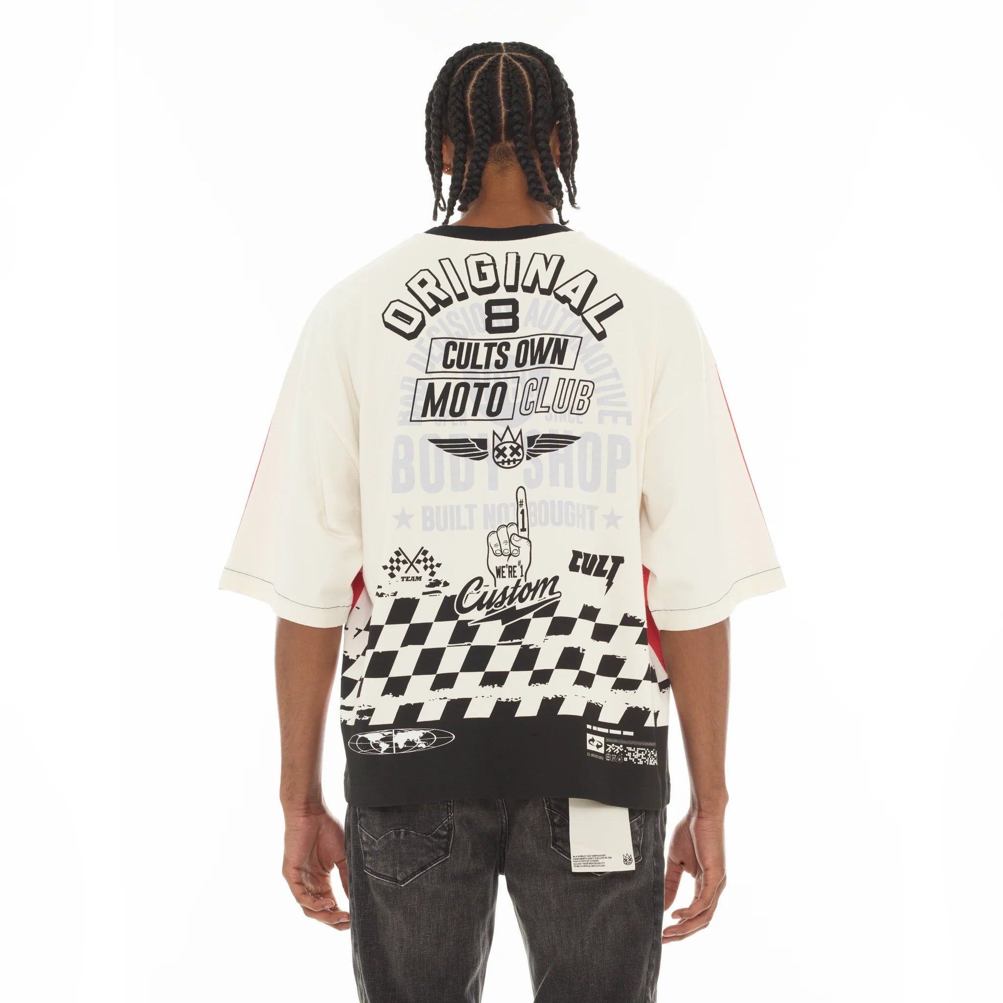Cult's Oversized Short Sleeve Crew Neck T-Shirts "Racer" 'Winter White'