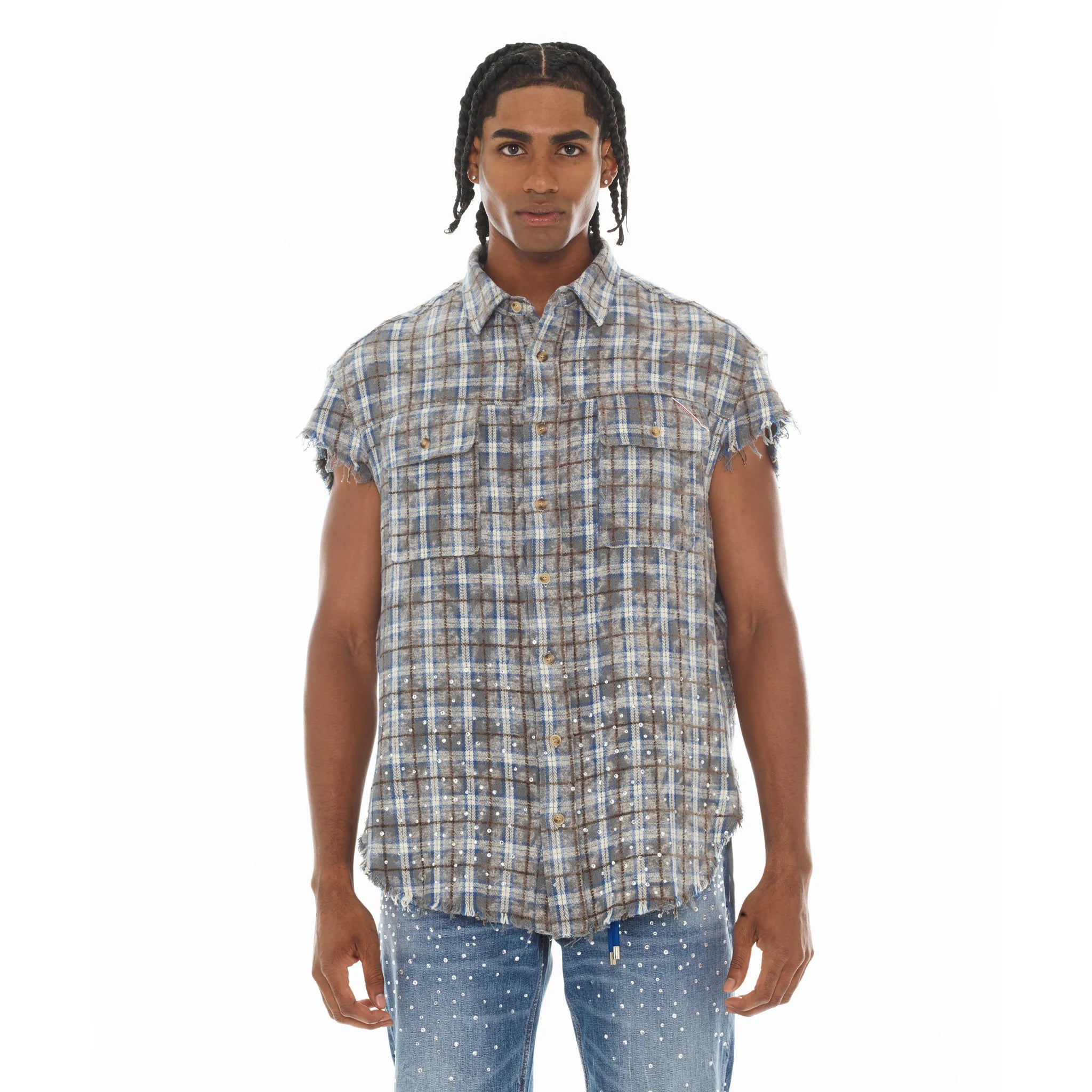 Cult's Sleeveless Woven T-Shirts 'Sky Blue'