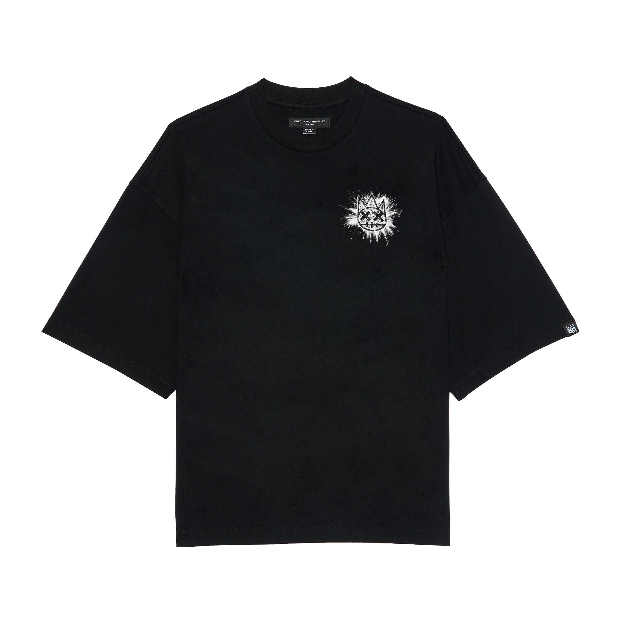Cult's Oversized Short Sleeve Crew Neck T-Shirts "Splatter Logo" 'Black'