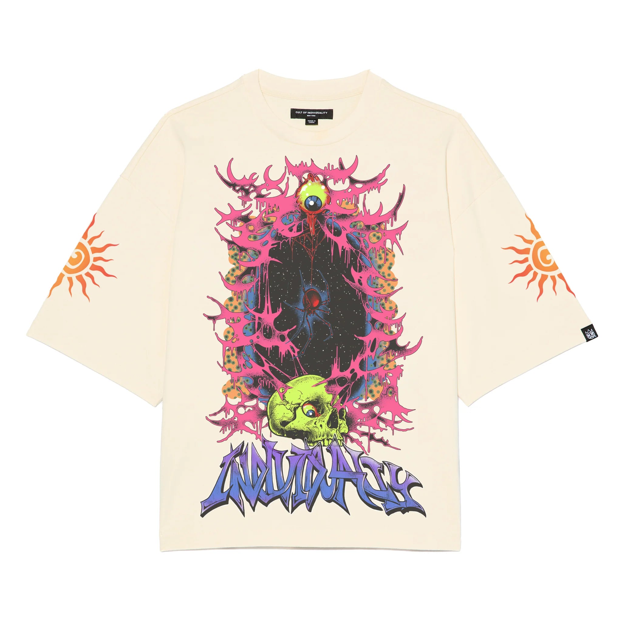 Cult's Oversized Short Sleeve Crew Neck T-Shirts "Along Came A Spider" 'Winter White'