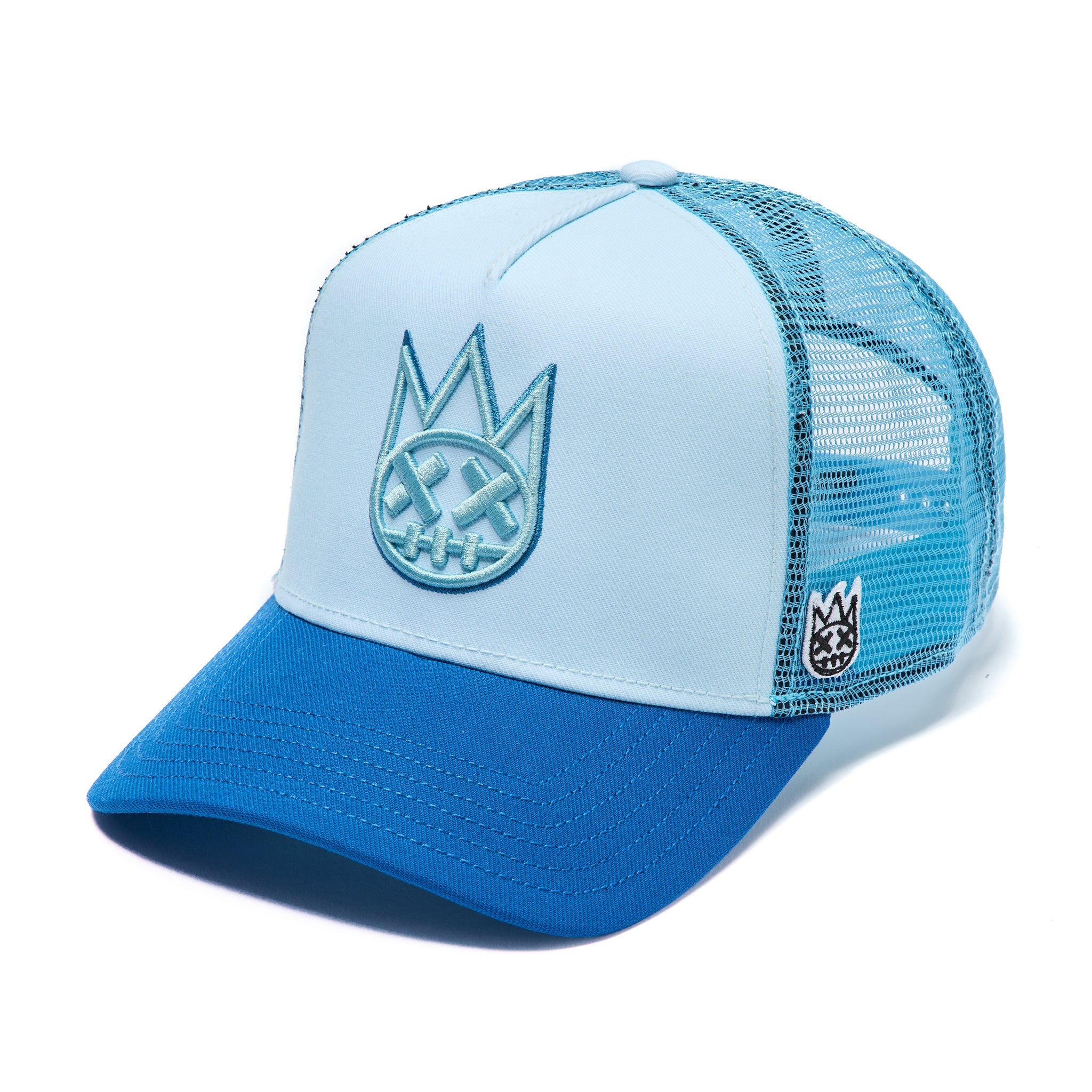 Cult's Logo Mesh Back Trucker Hats 'Blue Glow'