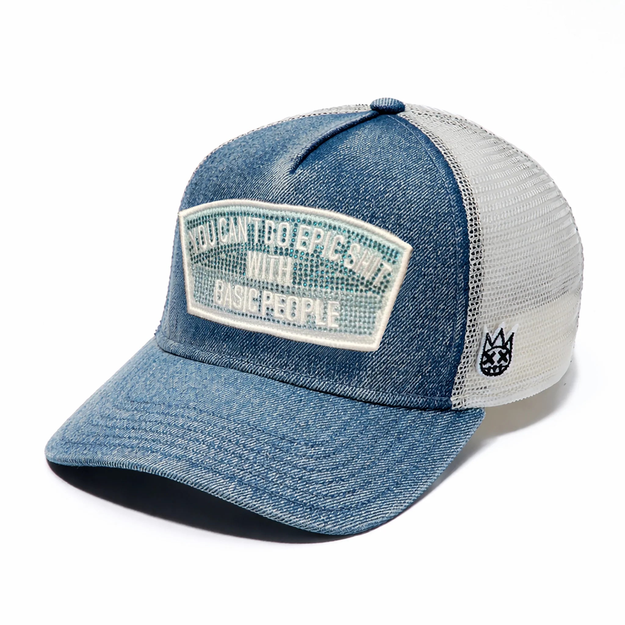 Cult's Mesh Trucker Hat "Epic Shit" Crystals 'Blue Denim'