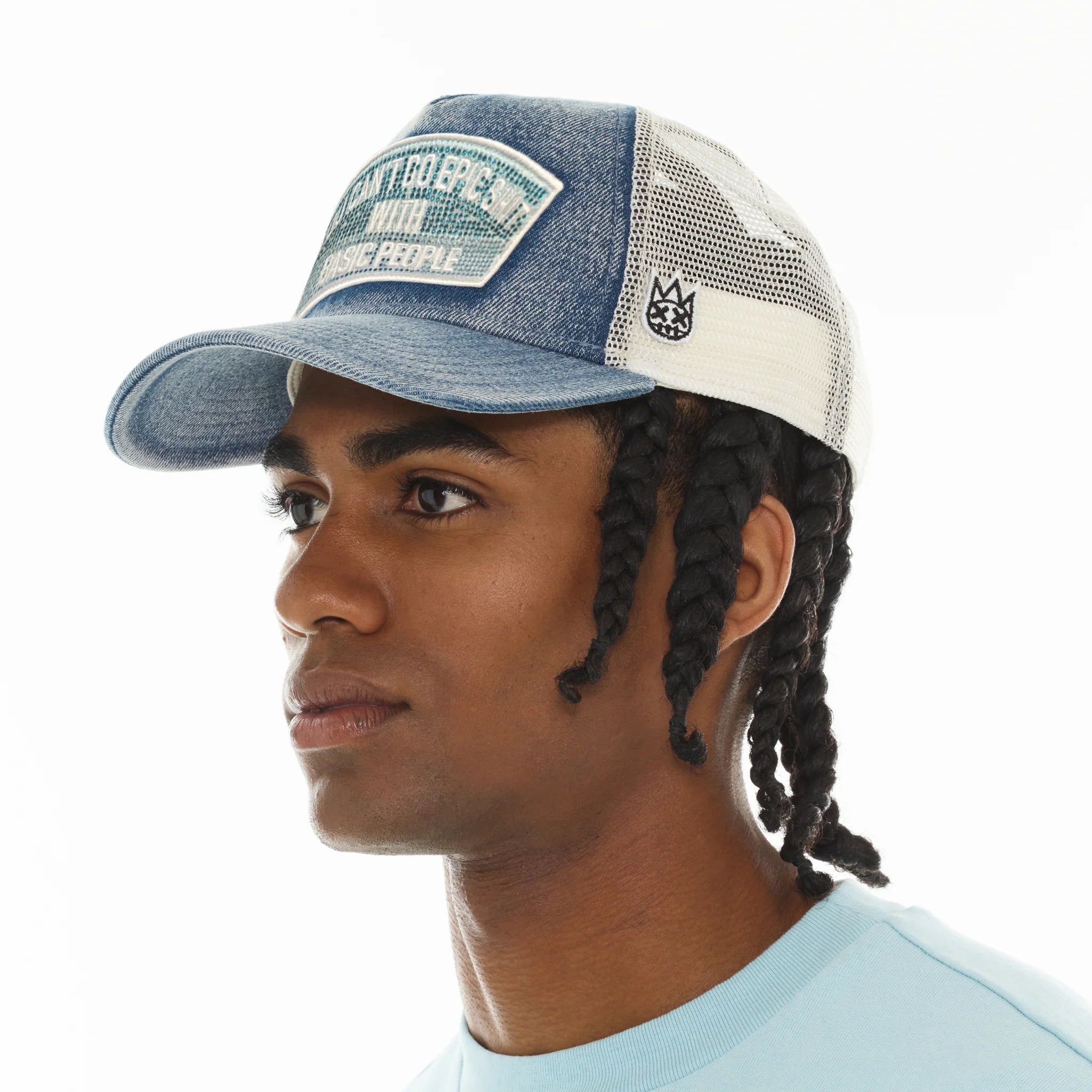 Cult's Mesh Trucker Hat "Epic Shit" Crystals 'Blue Denim'