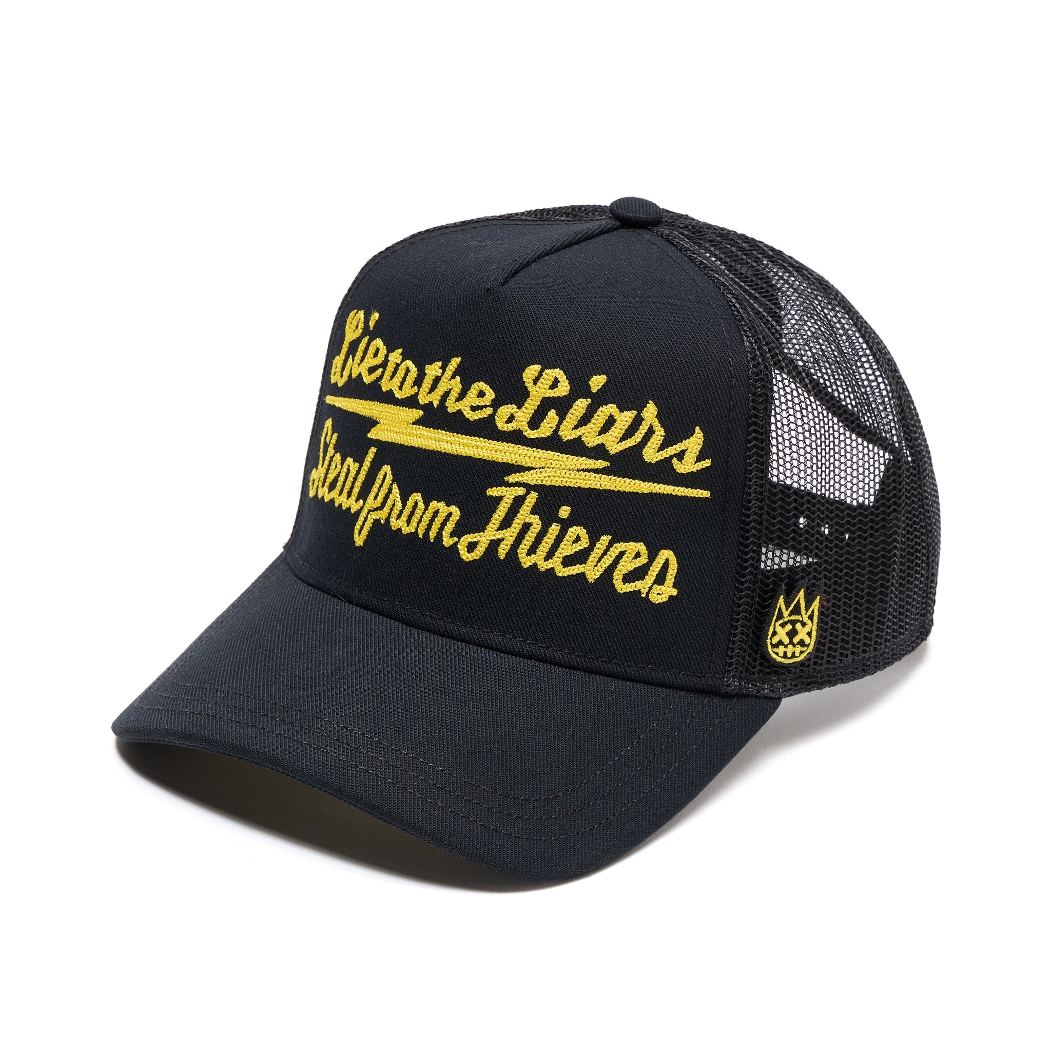 Cult's Mesh Back Trucker Hat 'Lie To The Liars' Black/Yellow