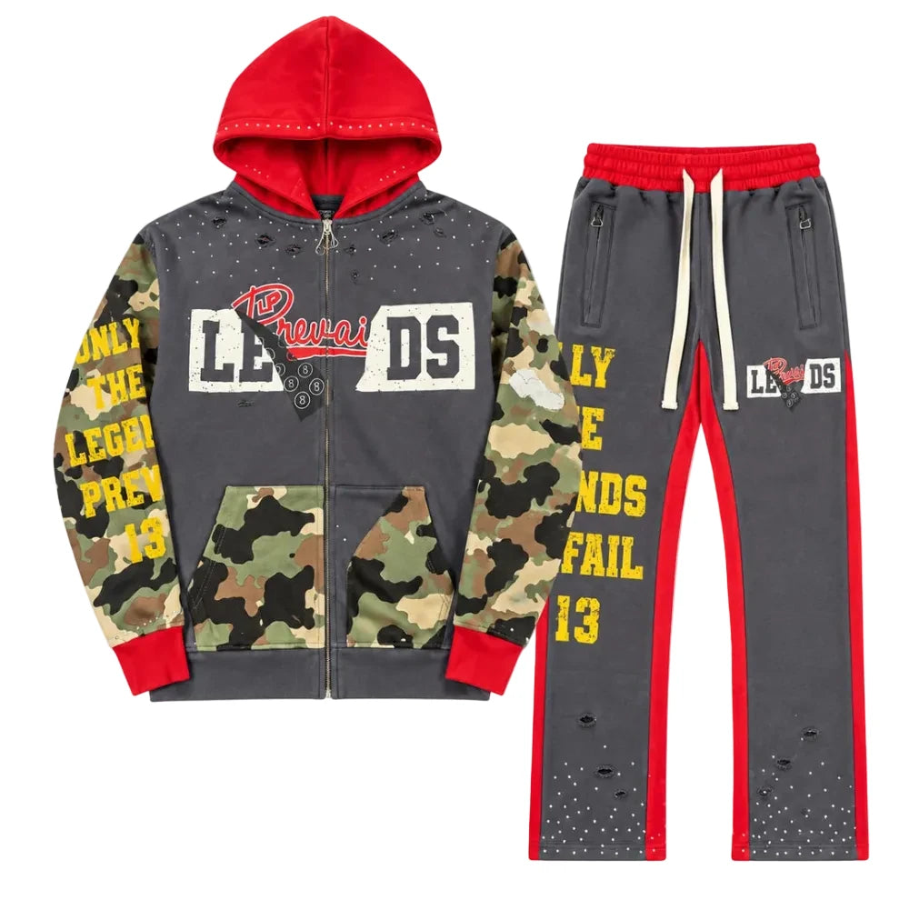 Legends Prevail Block Set Sweatsuits 'Red/Grey/Camo'
