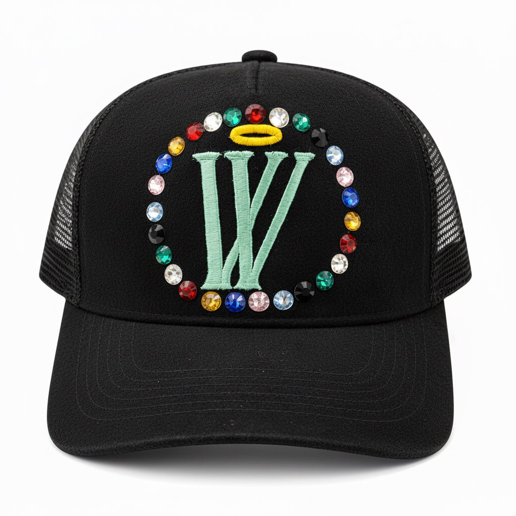 Wave District Studios Rhinestone Trucker Hat 'Black'