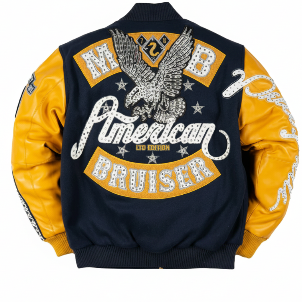 Pelle Pelle Bruiser Varsity Jackets "Navy/Maize"