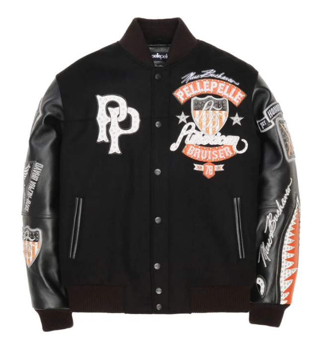 Pelle Pelle Bruiser Varsity Jackets "Black/Orange"