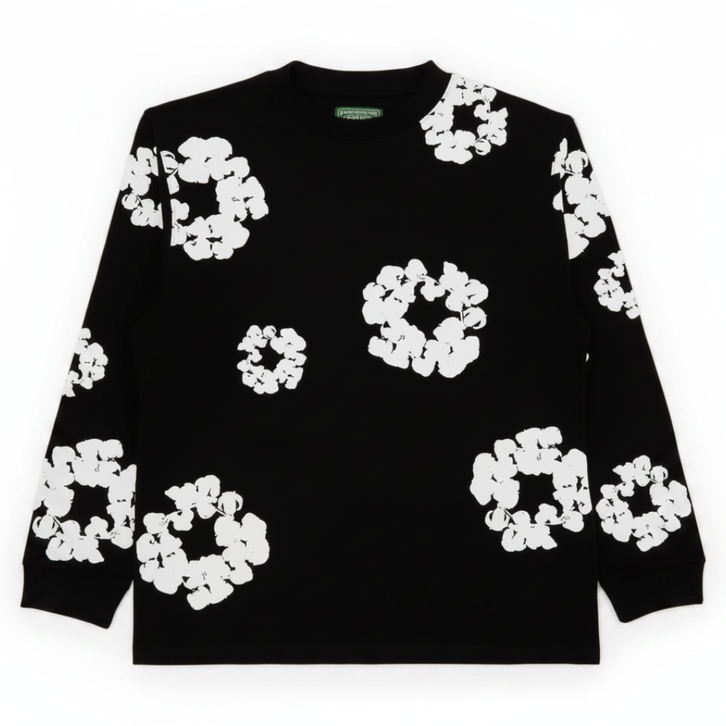 Denim Tears Long-Sleeve Wreath T-Shirts 'Black'
