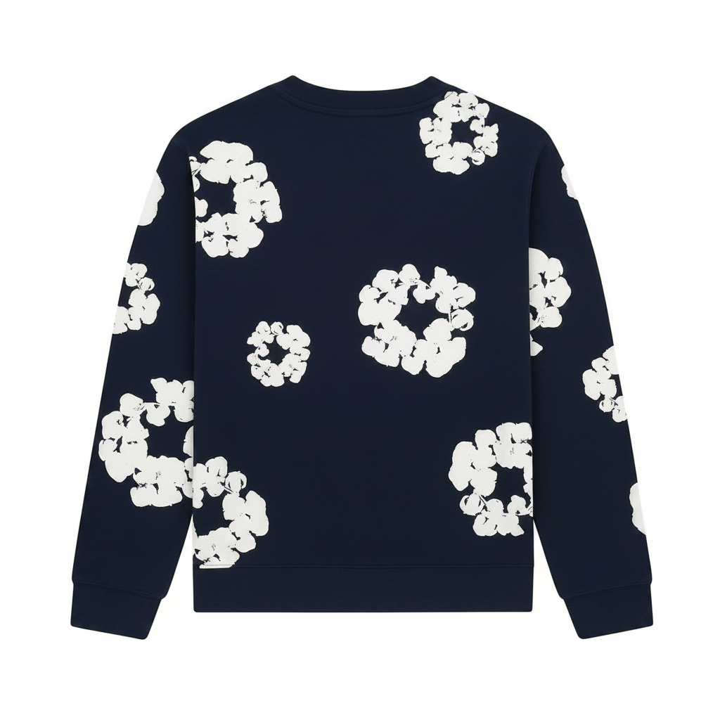 Denim Tears Long-Sleeve Wreath T-Shirts 'Navy'