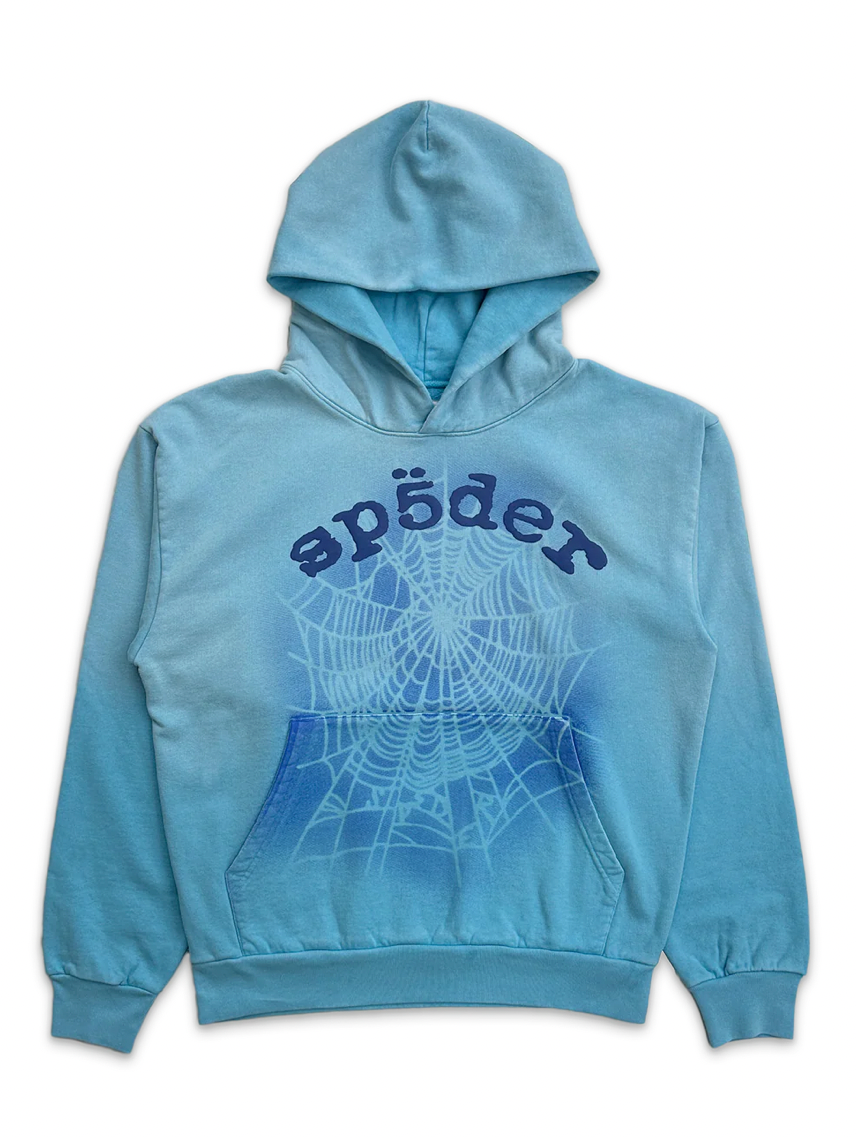 Sp5der V2 Spray Hoodies "Light Blue"