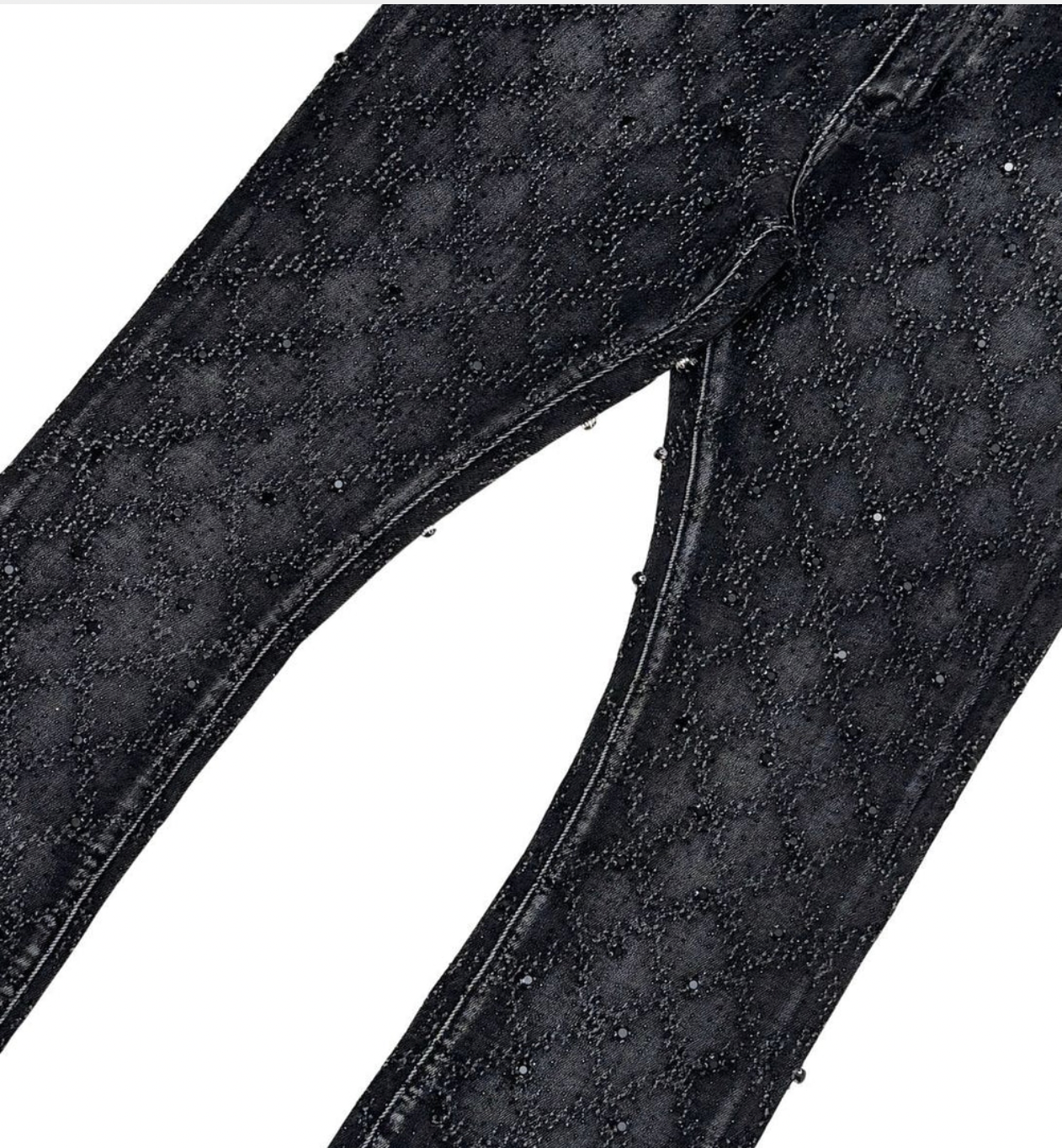 Vicious Stacked Crystal Denim Pants 'Black'