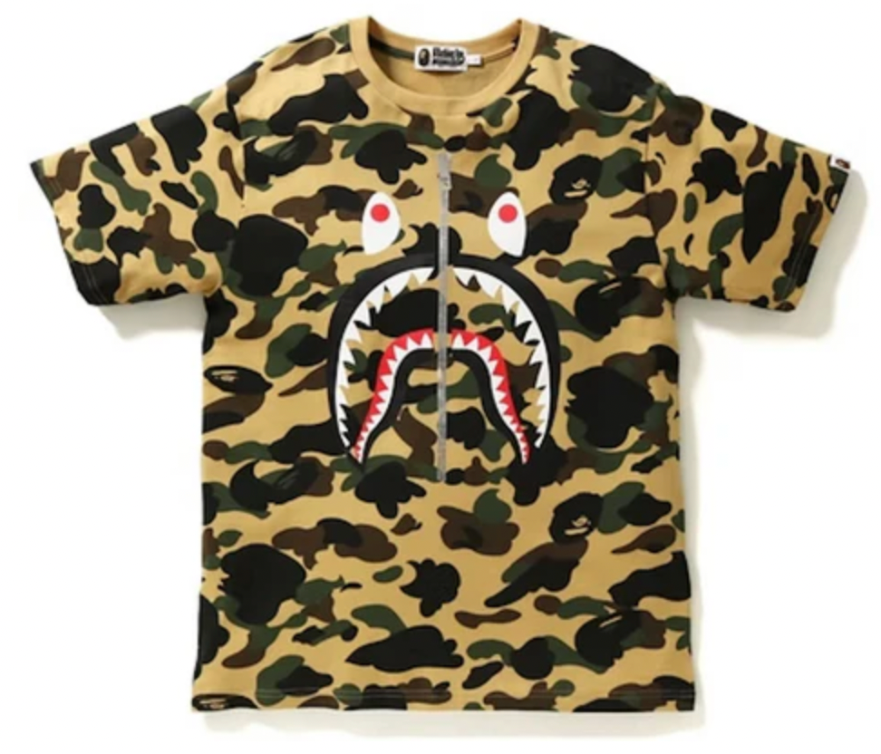 Bape 1st Camo Shark T-Shirts 'Yellow Camo'