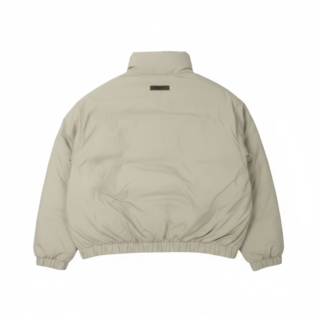 Essentials Fear of God Zip Up Puffer Jackets 'Khaki'