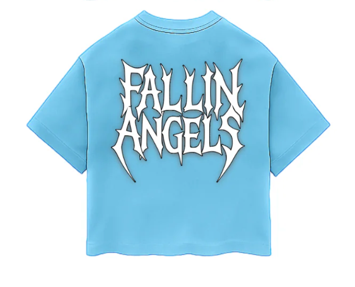 Shattered Hearts Fallin Angels Rhinestone T-Shirts 'Blue'