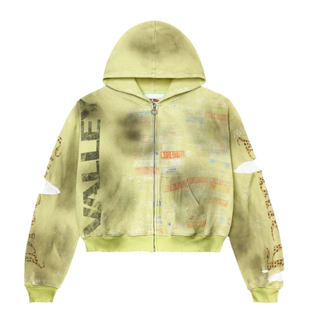 Vale Forever Glitch Zip-Up Waffle Hoodie 'Neon Green'