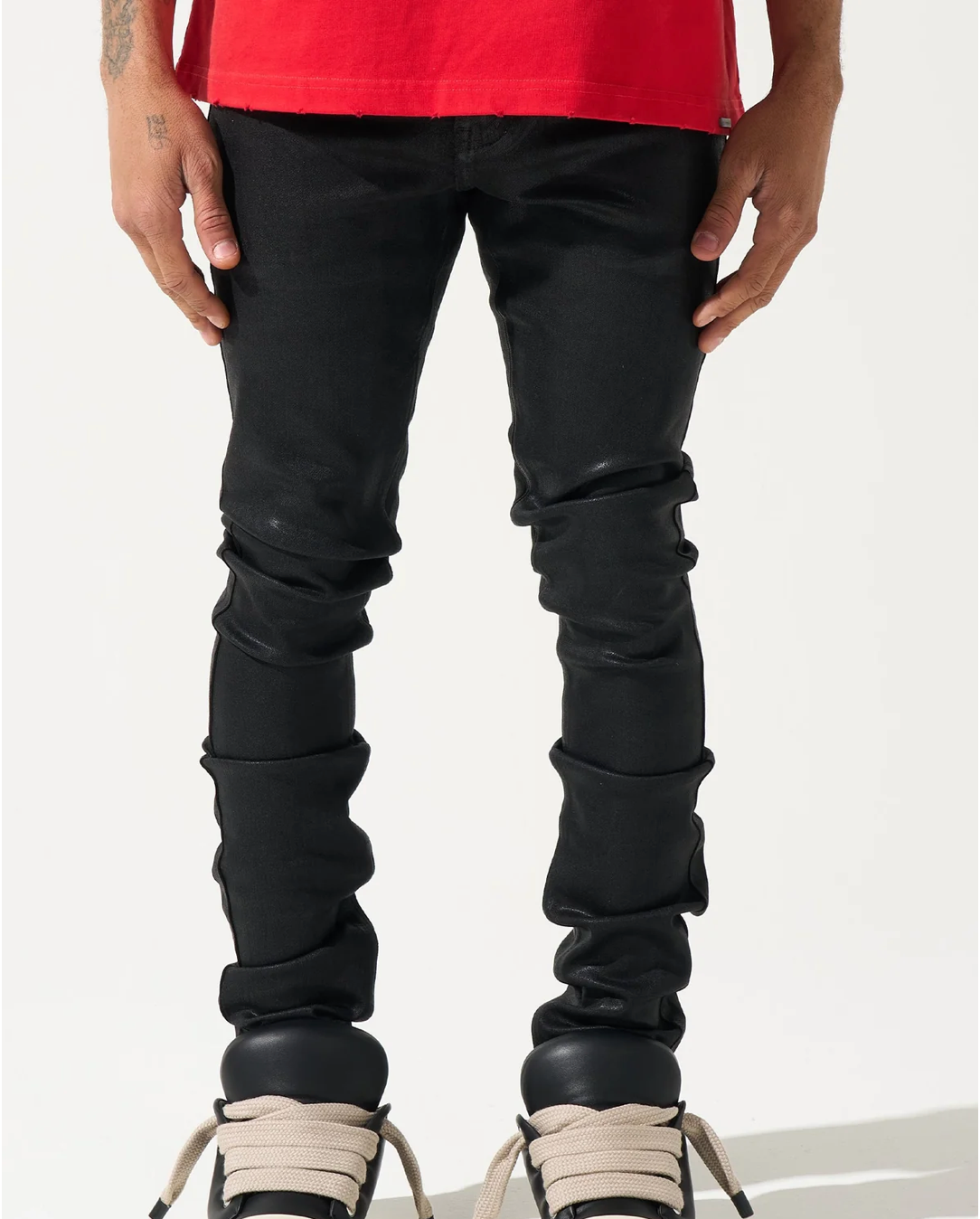 Serenede Black Wax Coated Jeans 'Onyx'
