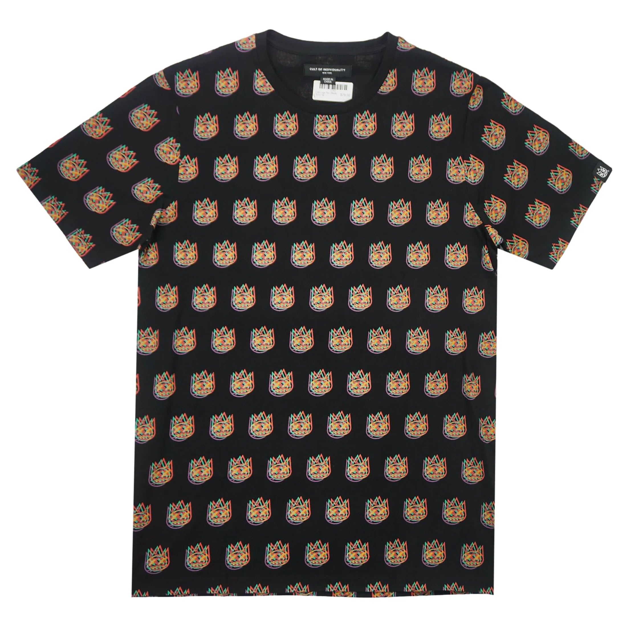 Cult Short Sleeve "Logo" Crew Neck Tee 'Multi Color/Black'