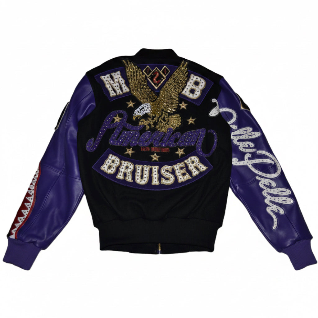 Pelle Pelle Bruiser Varsity Jackets "Black/Purple"