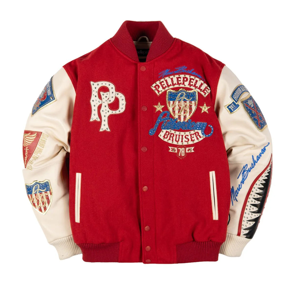 Pelle Pelle Bruiser Varsity Jackets "Red/Cream"