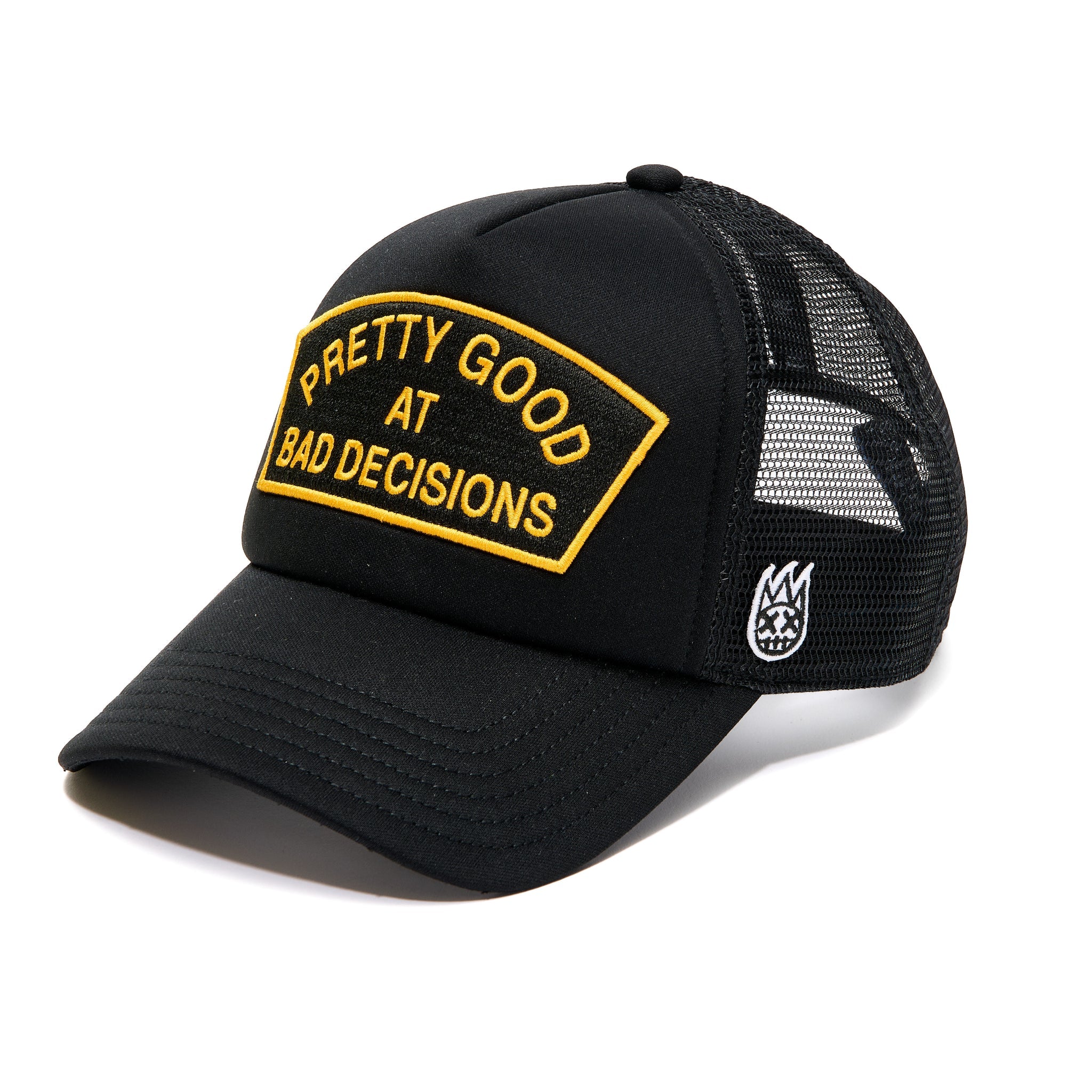 Cult "Pretty Good At Bad Decisions" Trucker Hat 'Black/Yellow'
