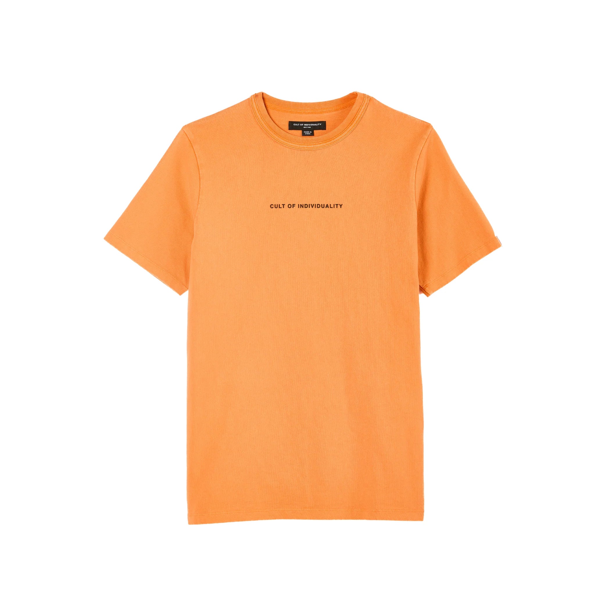 Cult's Short Sleeve Crew Neck T-Shirts "Shimuchan" Logo in Orange