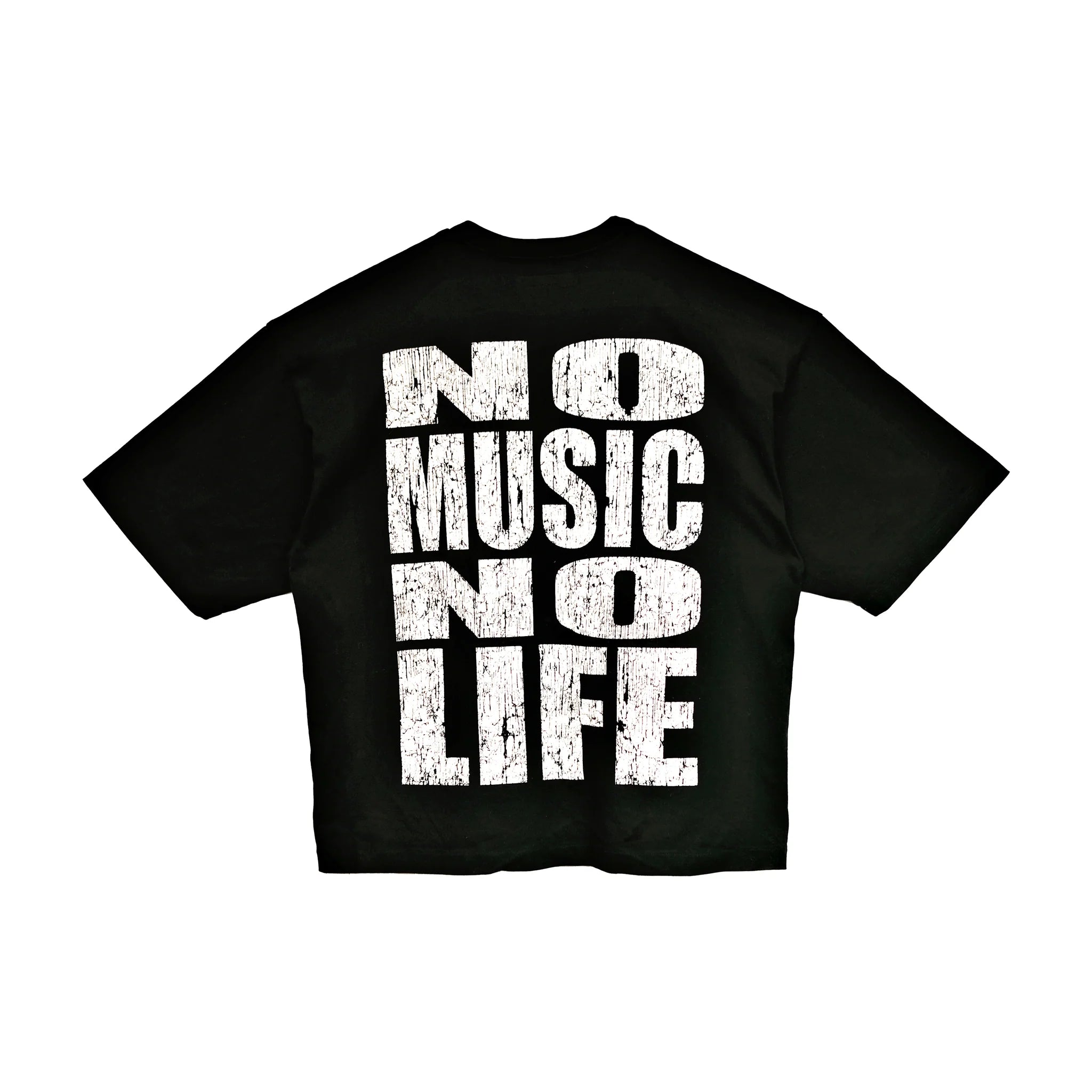 Cult's Oversized Heavyweight Boxy Short Sleeve Crew Neck T-Shirts "No Music No Life" 'Black'