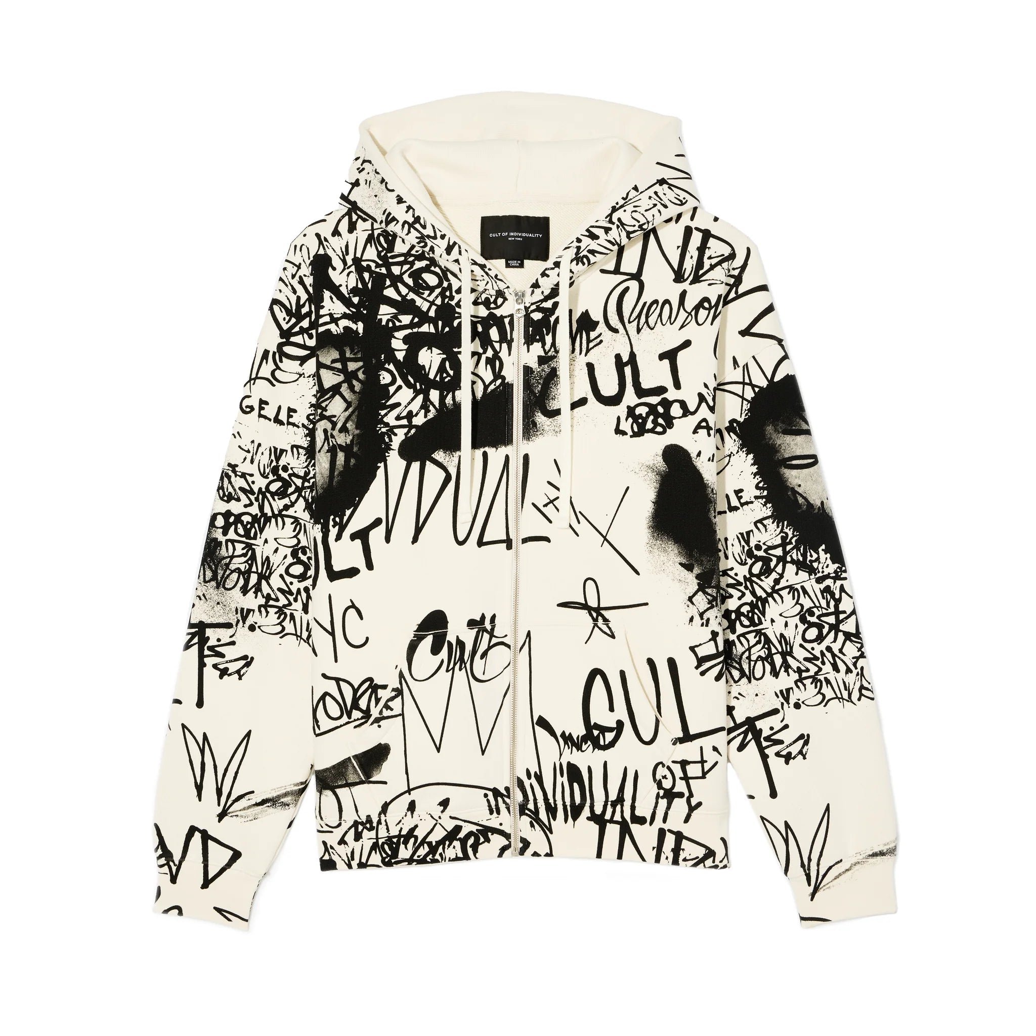 Cult Zip Up Novelty Hoodie 'Winter White'