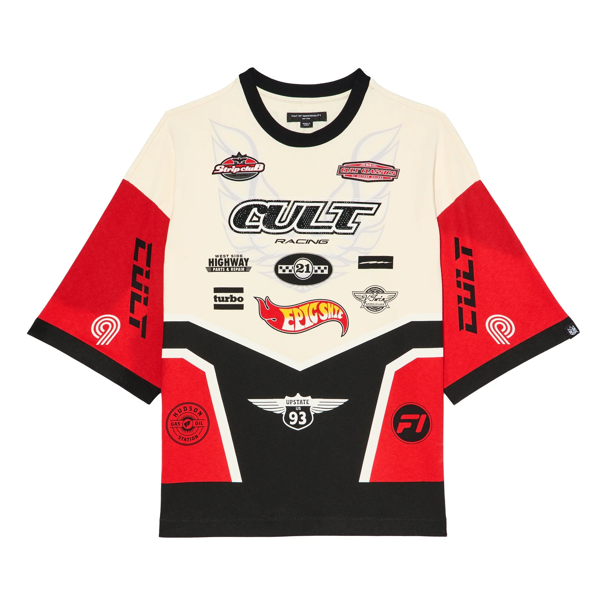 Cult's Oversized Short Sleeve Crew Neck T-Shirts "Racer" 'Winter White'
