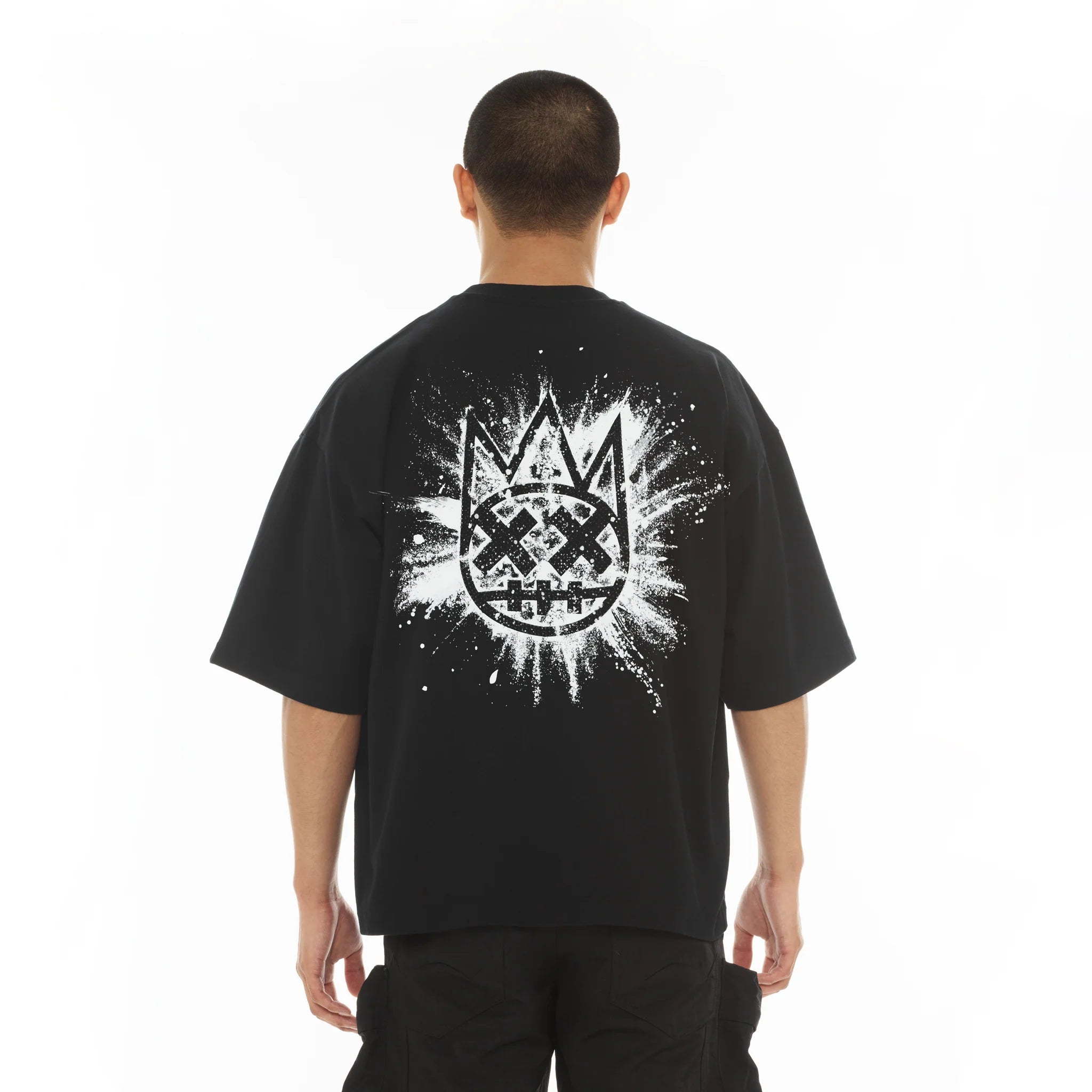 Cult's Oversized Short Sleeve Crew Neck T-Shirts "Splatter Logo" 'Black'