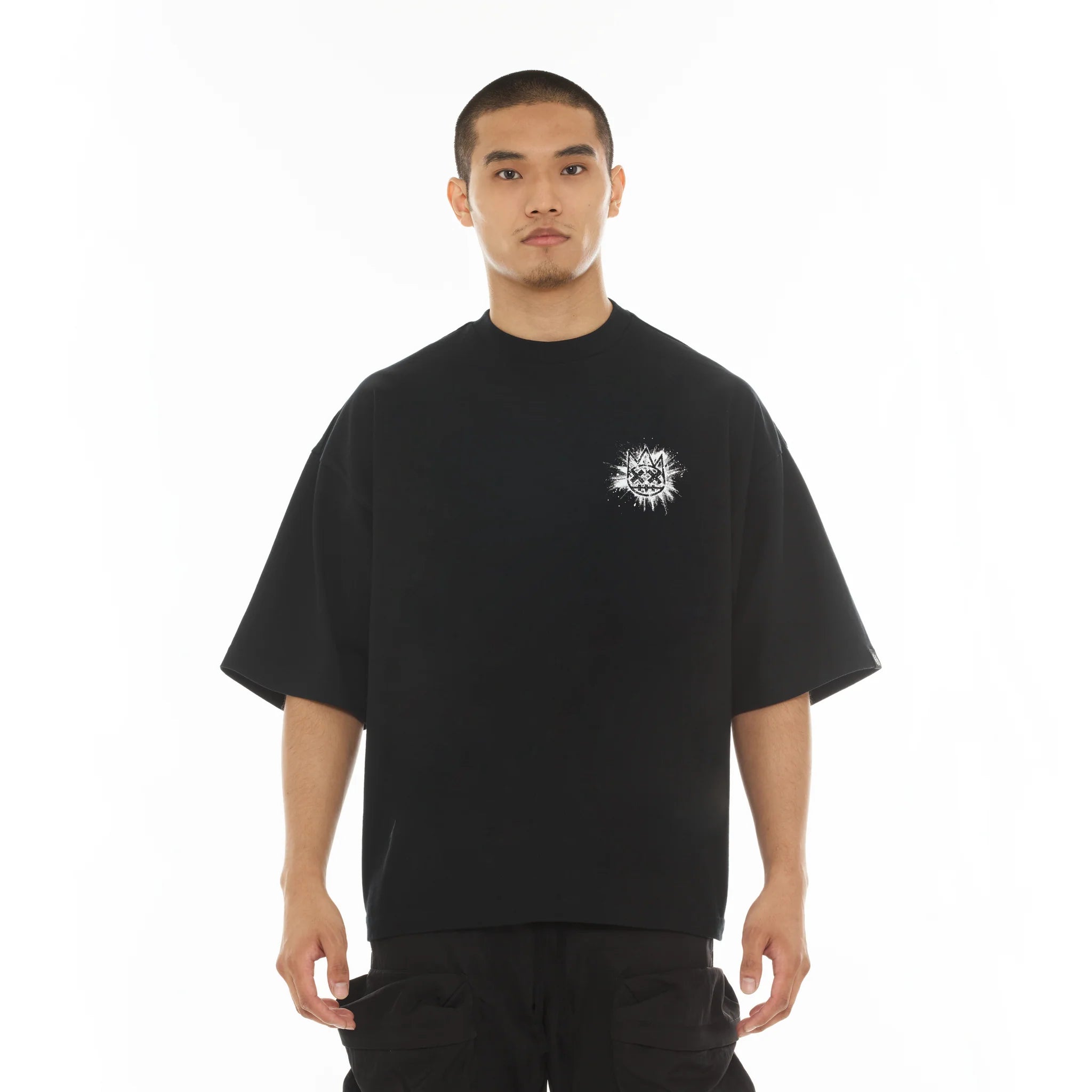 Cult's Oversized Short Sleeve Crew Neck T-Shirts "Splatter Logo" 'Black'