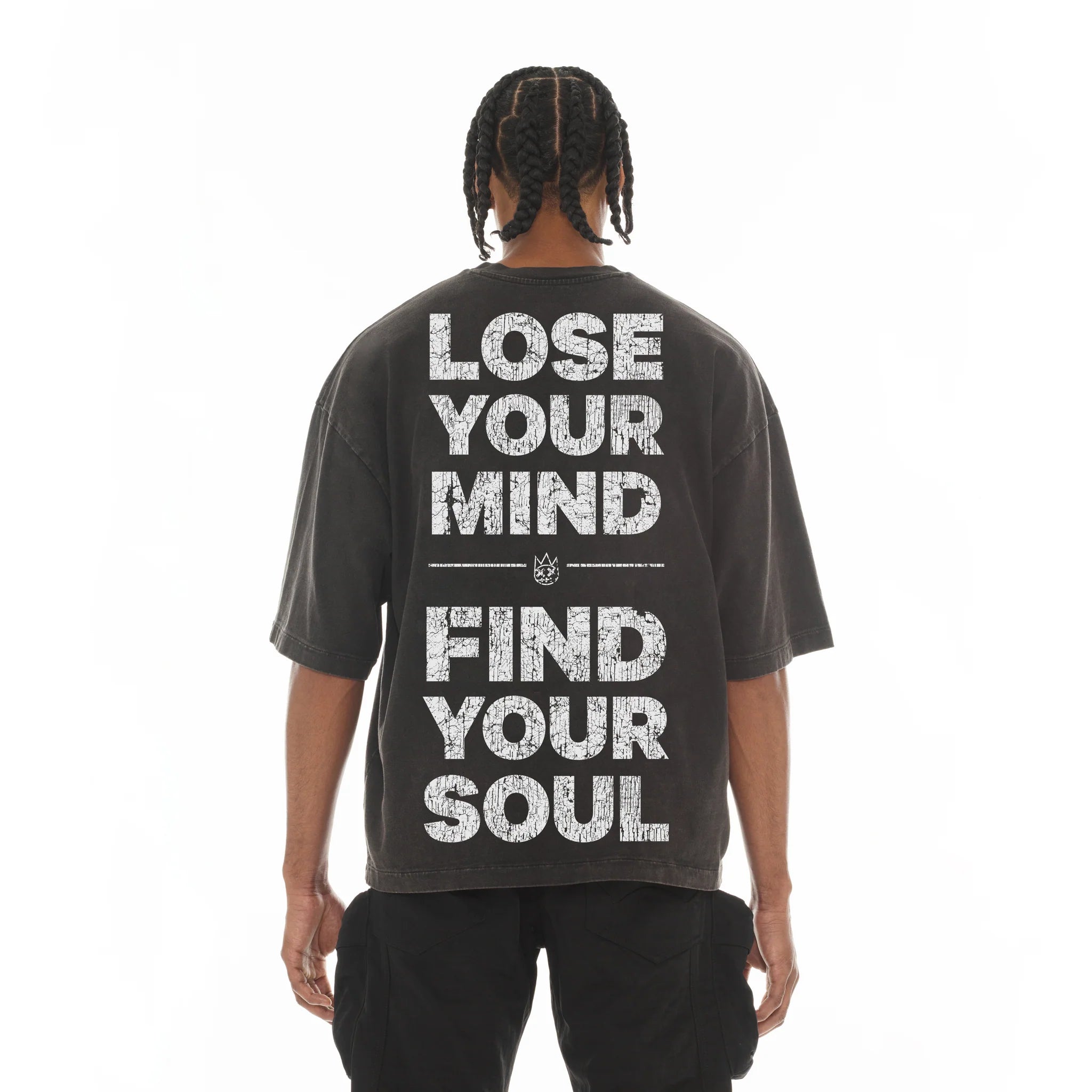 Cult's Oversized Short Sleeve Crew Neck T-Shirts "Lose Your Mind" 'Vintage Charcoal'