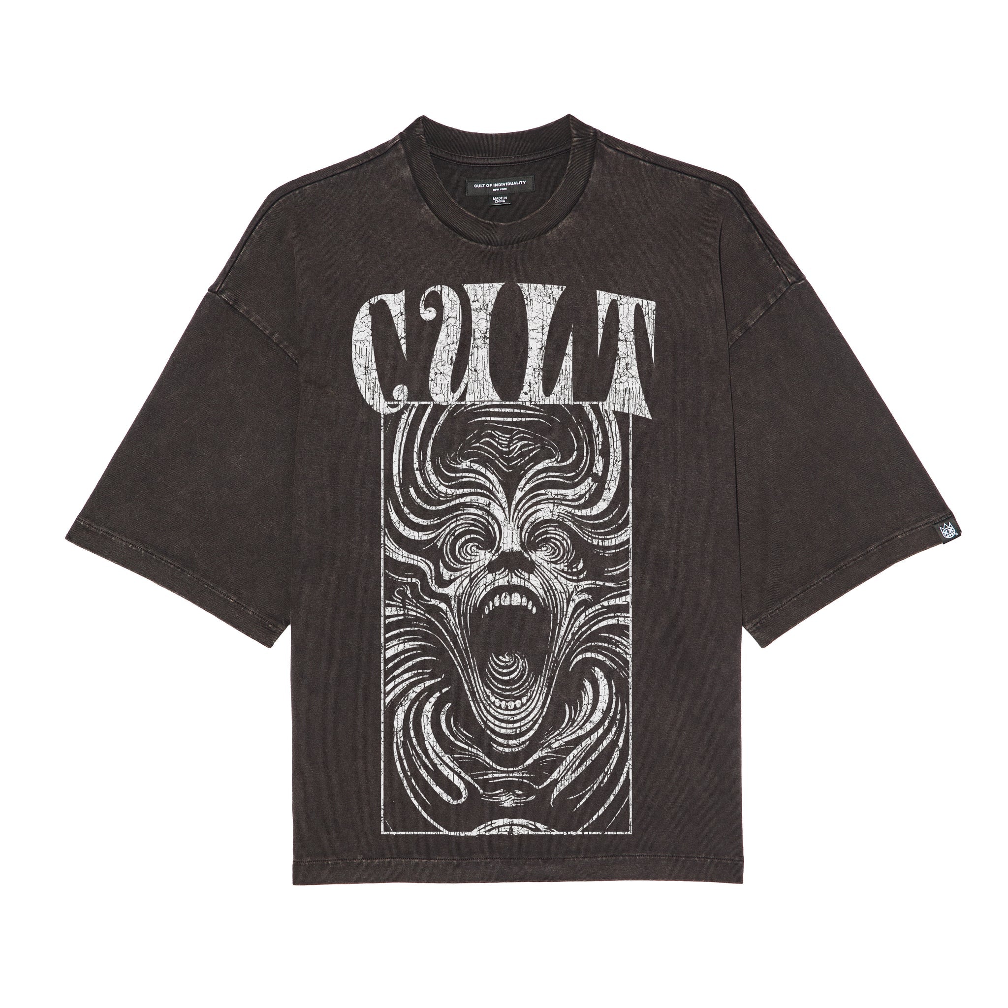Cult's Oversized Short Sleeve Crew Neck T-Shirts "Lose Your Mind" 'Vintage Charcoal'