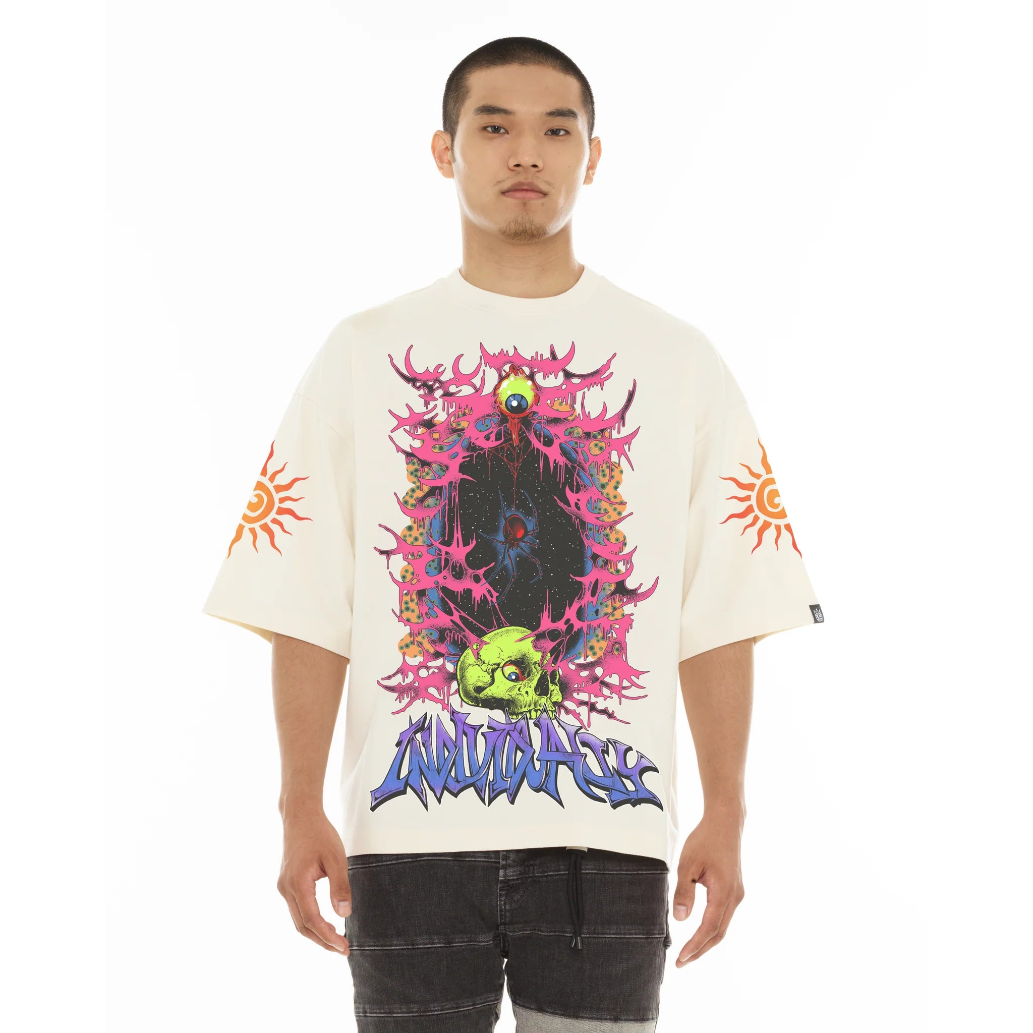 Cult's Oversized Short Sleeve Crew Neck T-Shirts "Along Came A Spider" 'Winter White'