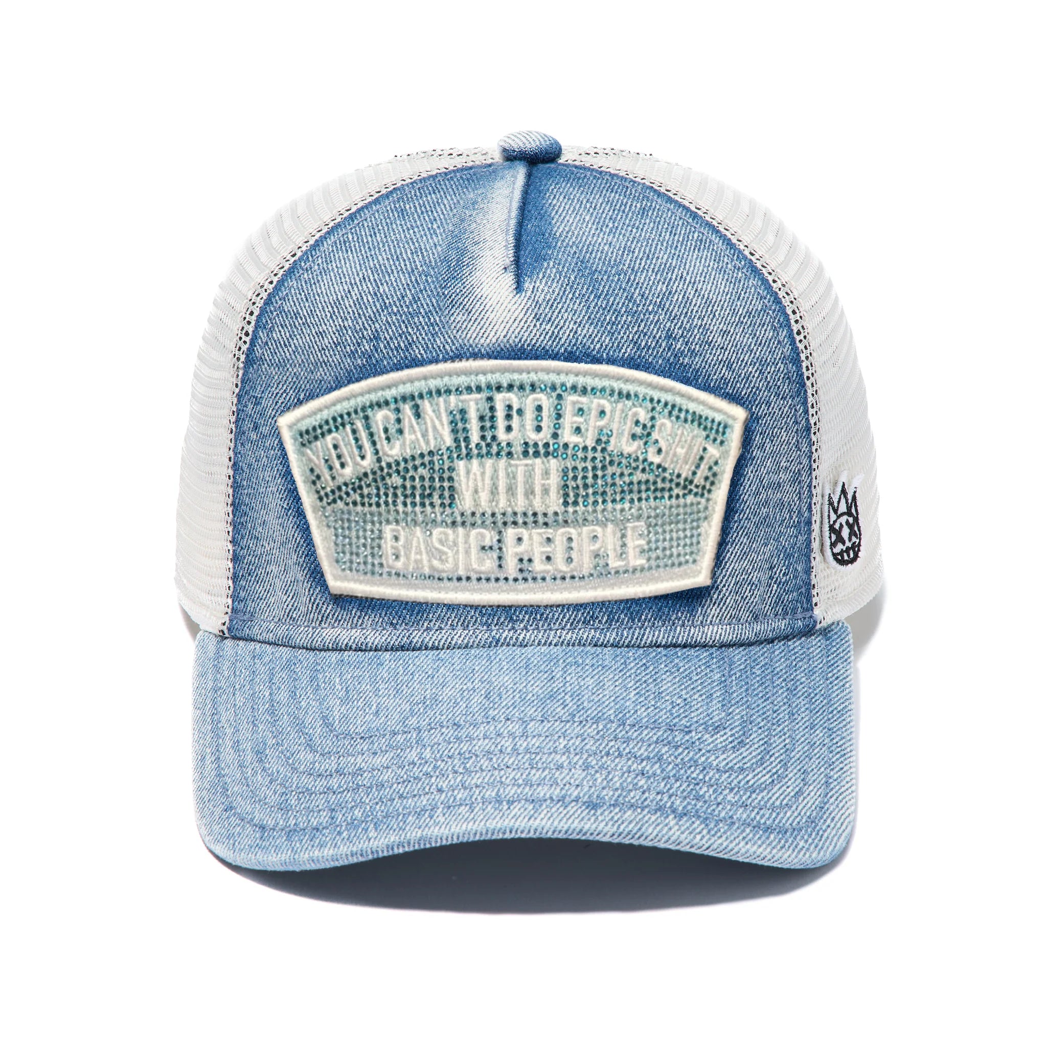 Cult's Mesh Trucker Hat "Epic Shit" Crystals 'Blue Denim'