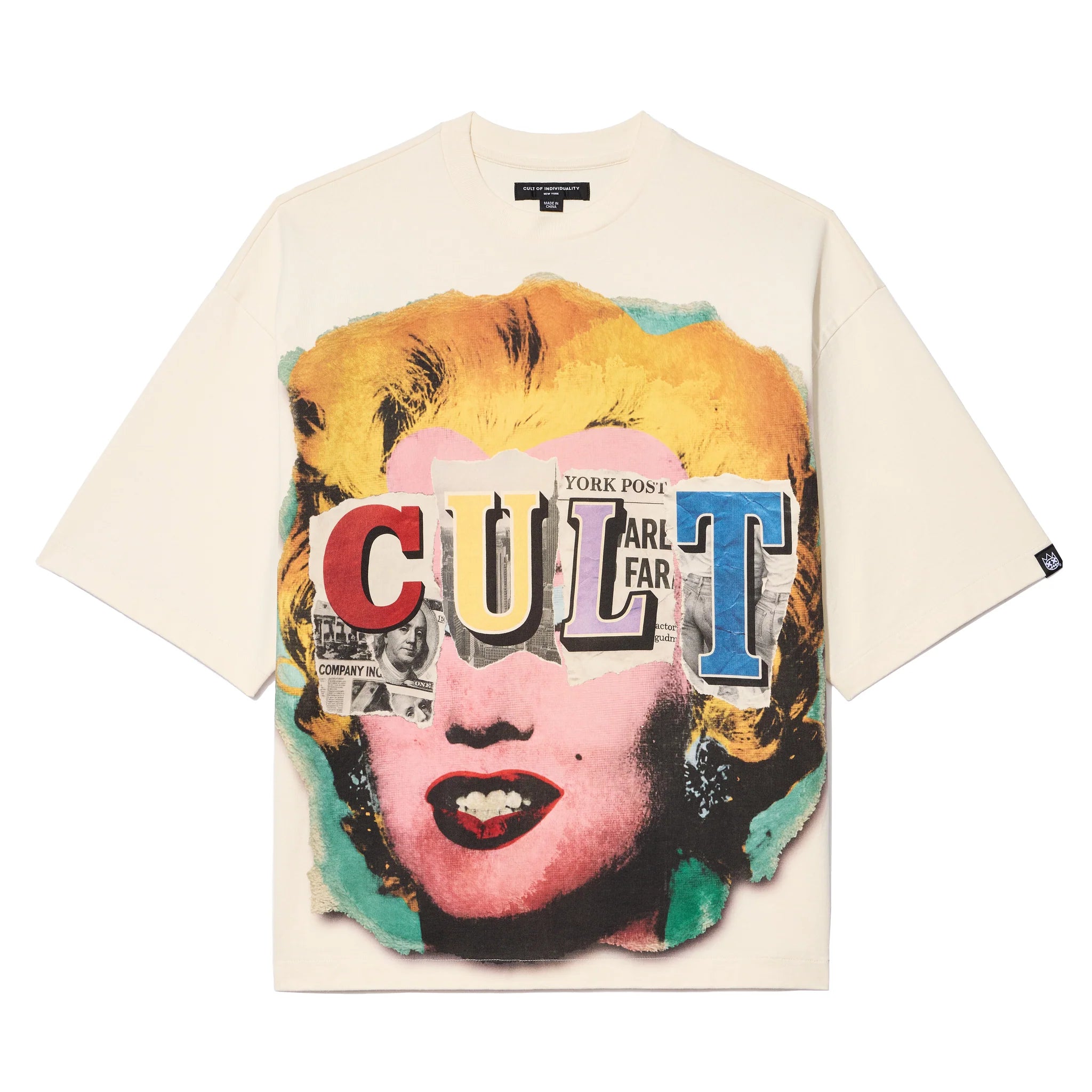 Cult Oversized Crew Neck T-Shirt 'Every Secret Has A Lie' Winter White