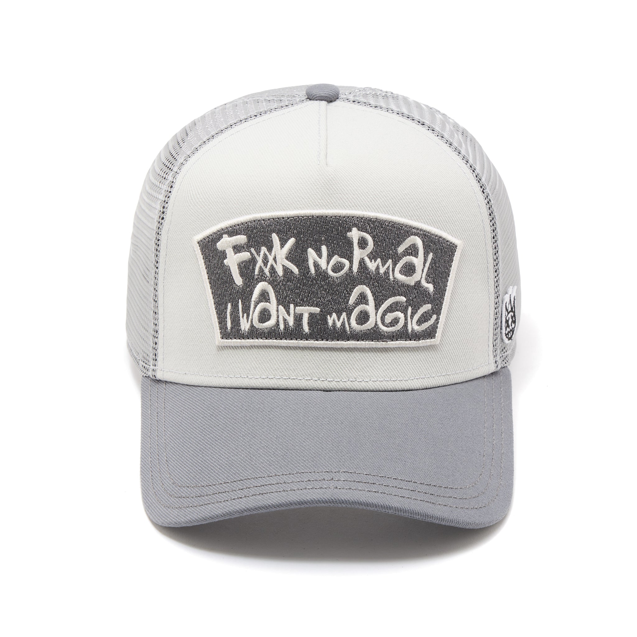 Cult's Mesh Back Trucker Hat 'Fxxk Normal, I Want Magic' Cool Grey