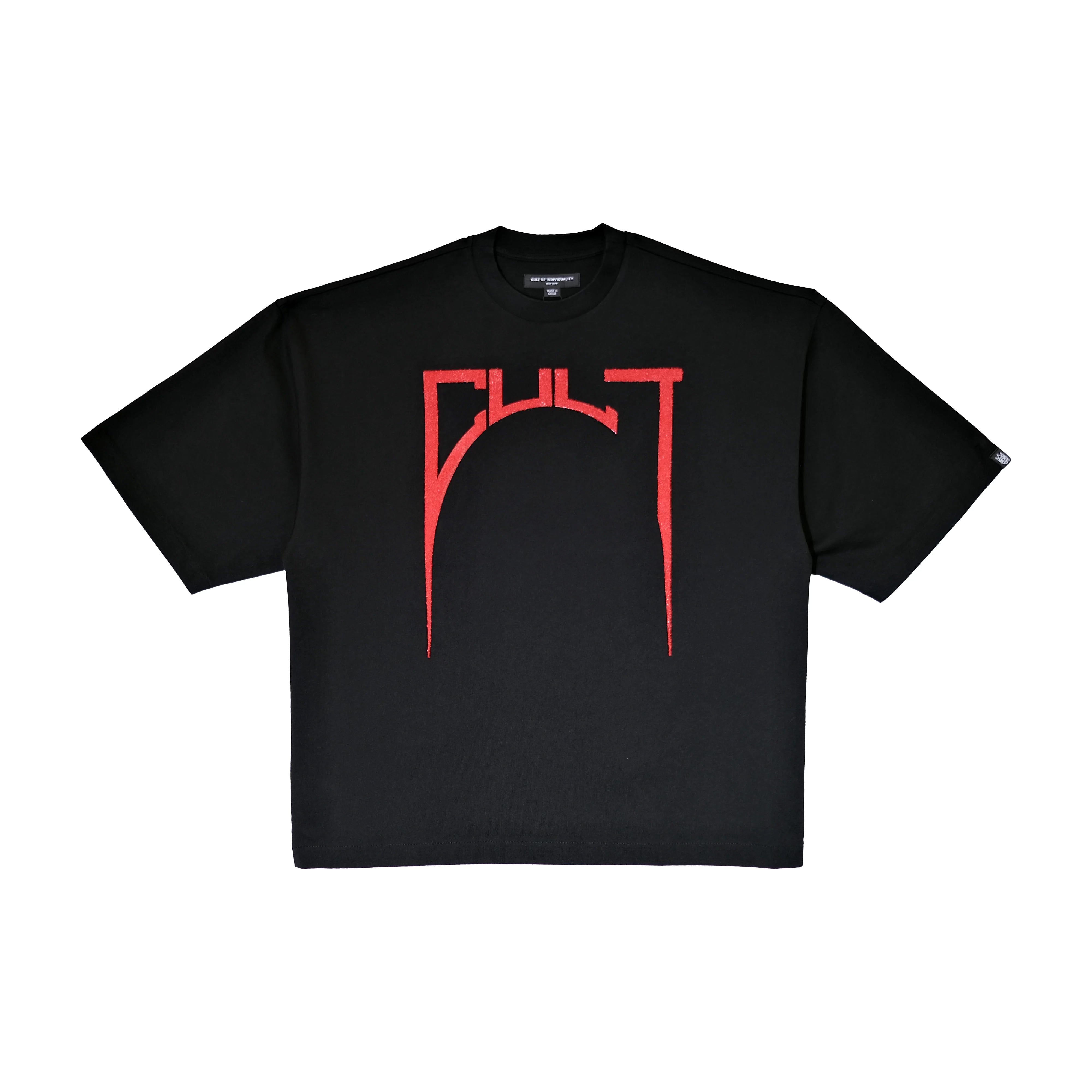 Cult Boxy Fit Crew Neck T-Shirts "Arch Logo" 'Black/Red'