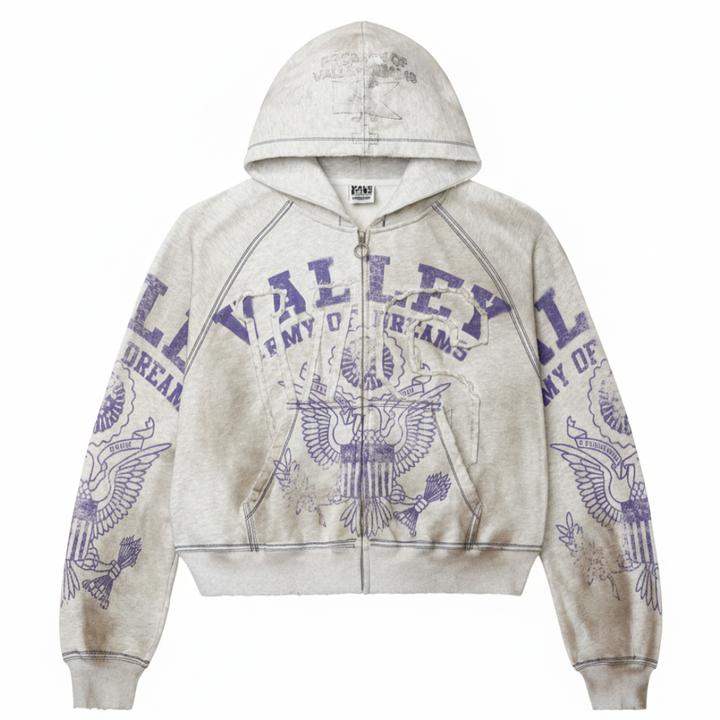 Vale Forever Army Zip Up Hoodies ''Grey/Purple"