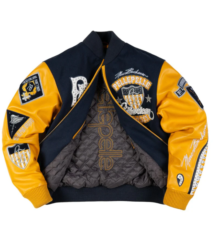 Pelle Pelle Bruiser Varsity Jackets "Navy/Maize"