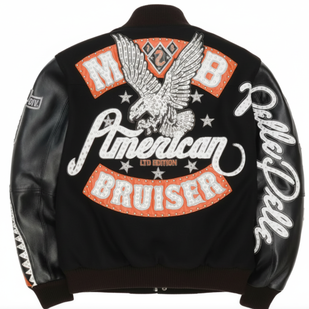 Pelle Pelle Bruiser Varsity Jackets "Black/Orange"