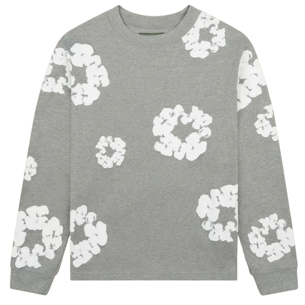 Denim Tears Long-Sleeve T-Shirts Wreath 'Grey'