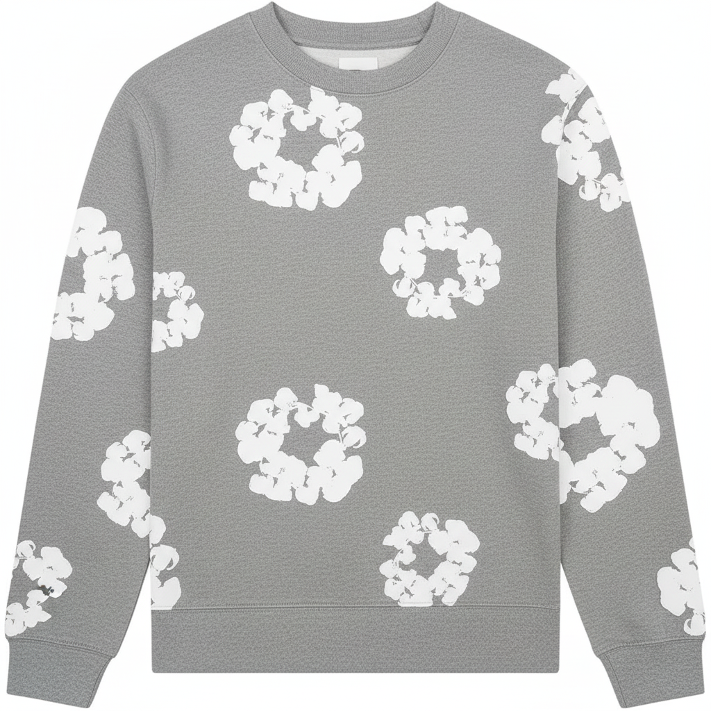 Denim Tears Long-Sleeve T-Shirts Wreath 'Grey'