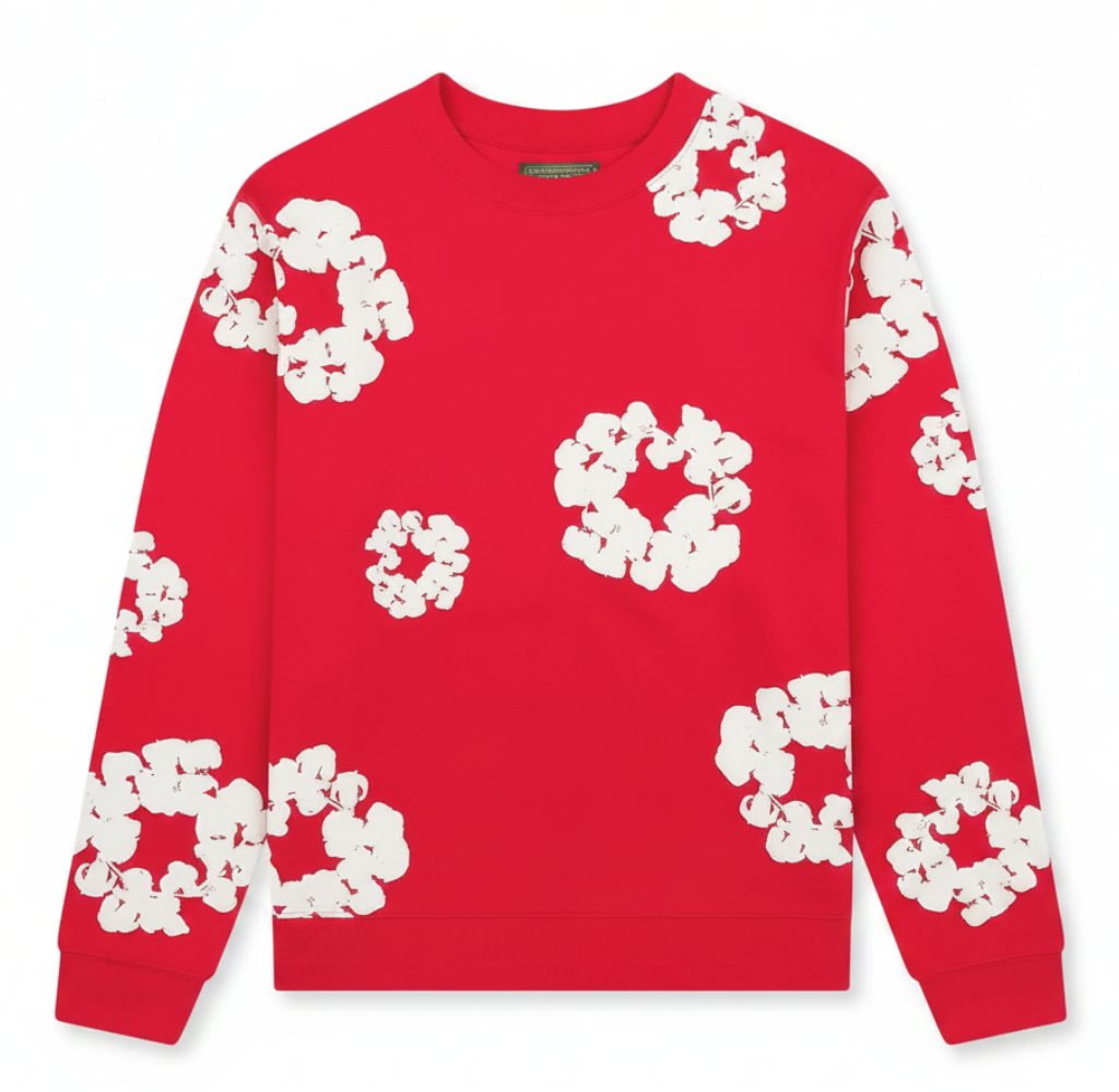 Denim Tears Long-Sleeve Wreath T-Shirts 'Red'
