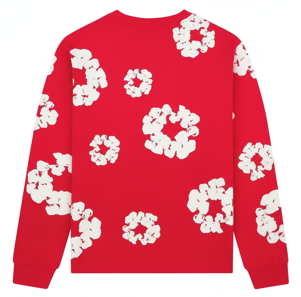 Denim Tears Long-Sleeve Wreath T-Shirts 'Red'